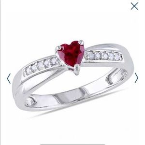 Zales Heart-Shaped Ruby Diamond Ring